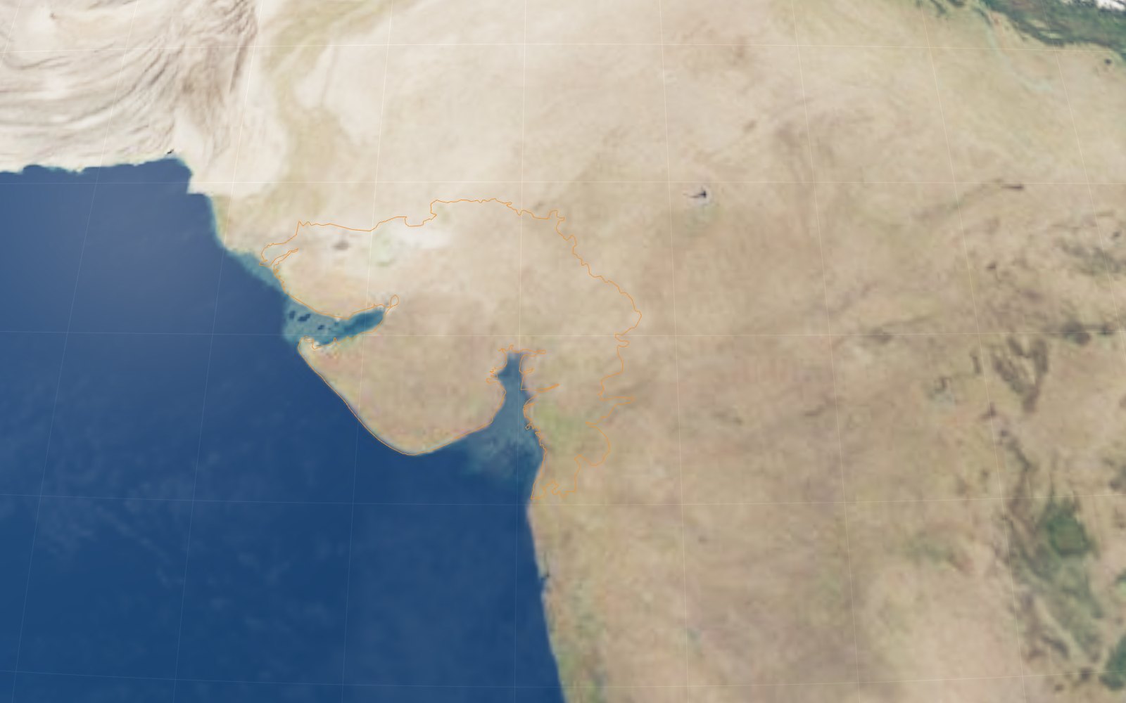 Satellite view of Gujarat with the Autumn Ads location in Vadodara marked